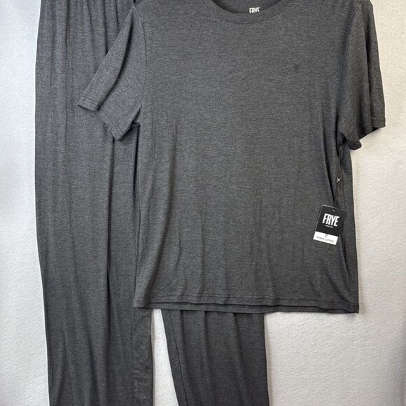 NWT Frye Short Sleeve Shirt & Pant Sleep Set Mens Size M Modal Blend Pajama‎ Blk - Picture 1 of 16